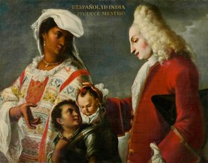 Espanhol e indiano produzem um mestiço, c.1715